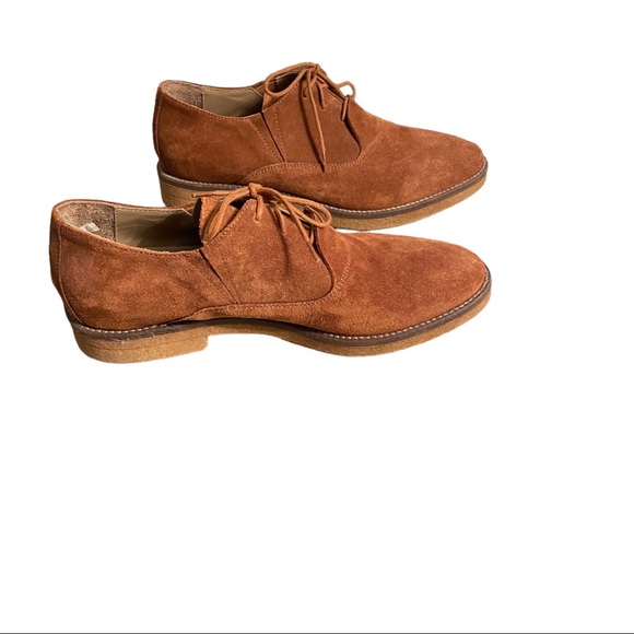 Like New Italeau Waterproof Cognac Suede Oxford Lace Up Loafers - Picture 4 of 11